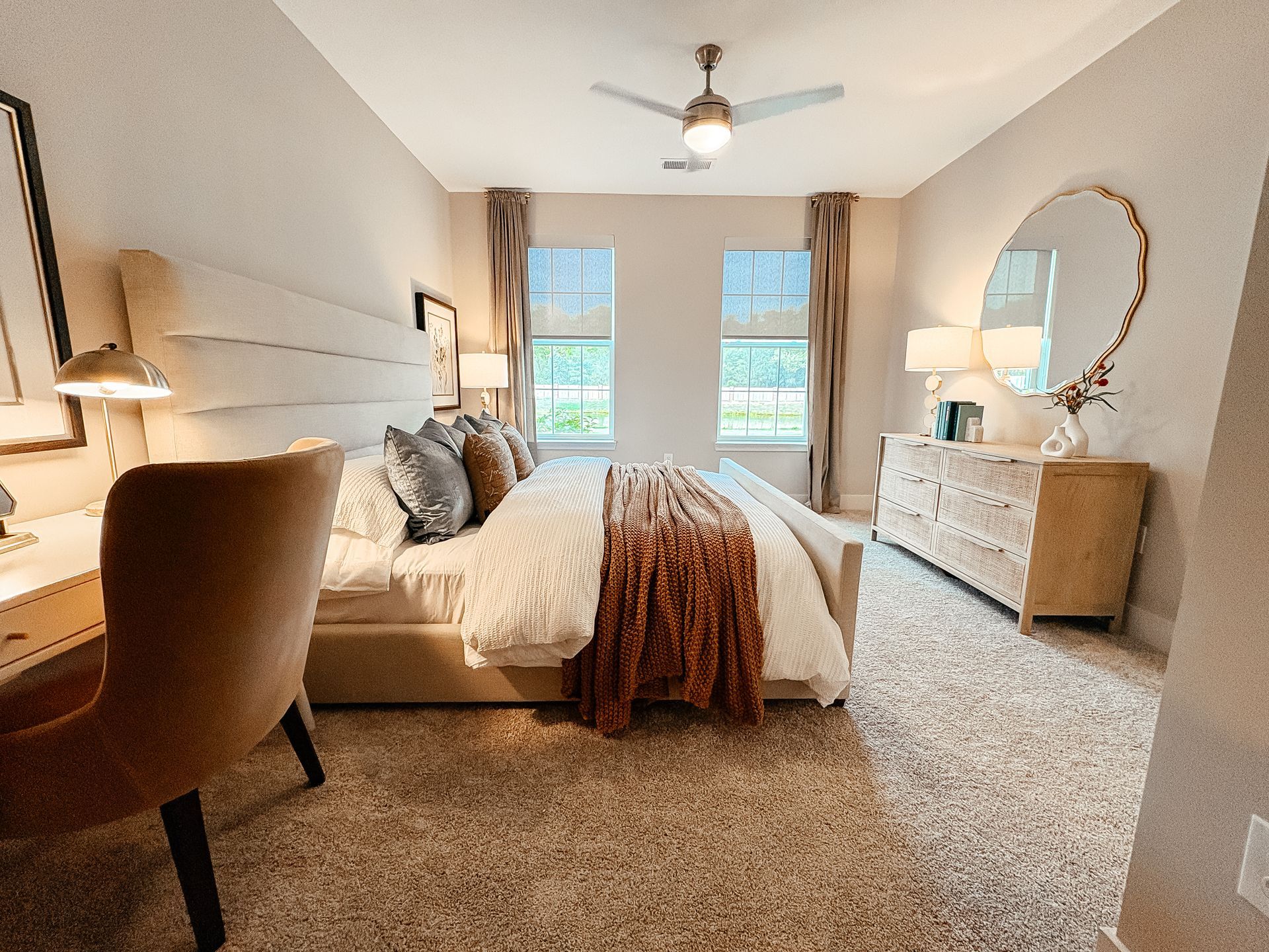 apartment bedroom at Woods of West Carmel in Zionsville, IN.