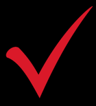 Red check mark on a black background
