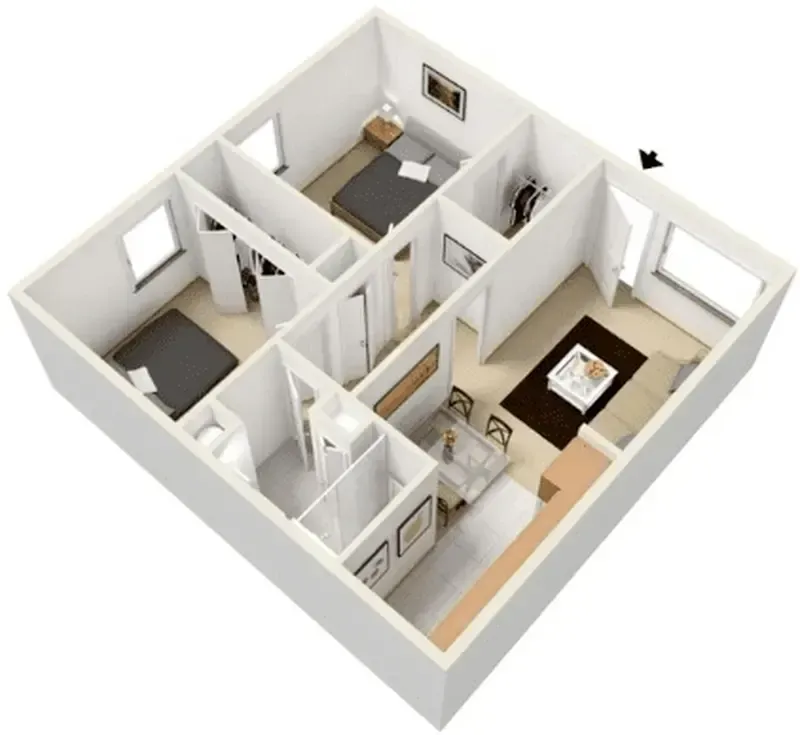 An aerial view of a floor plan of a house
