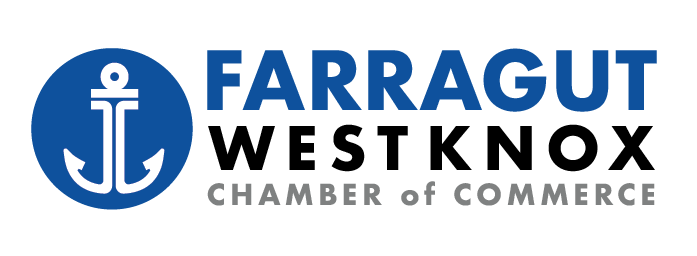Farragut West Knox Chamber of Commerce logo with blue anchor icon and dark blue text