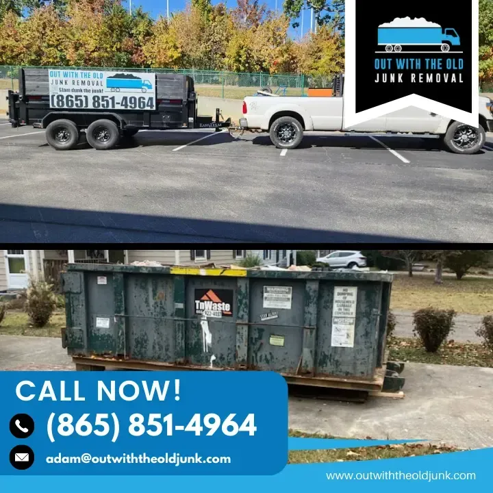 An ad for out with the old junk removal
