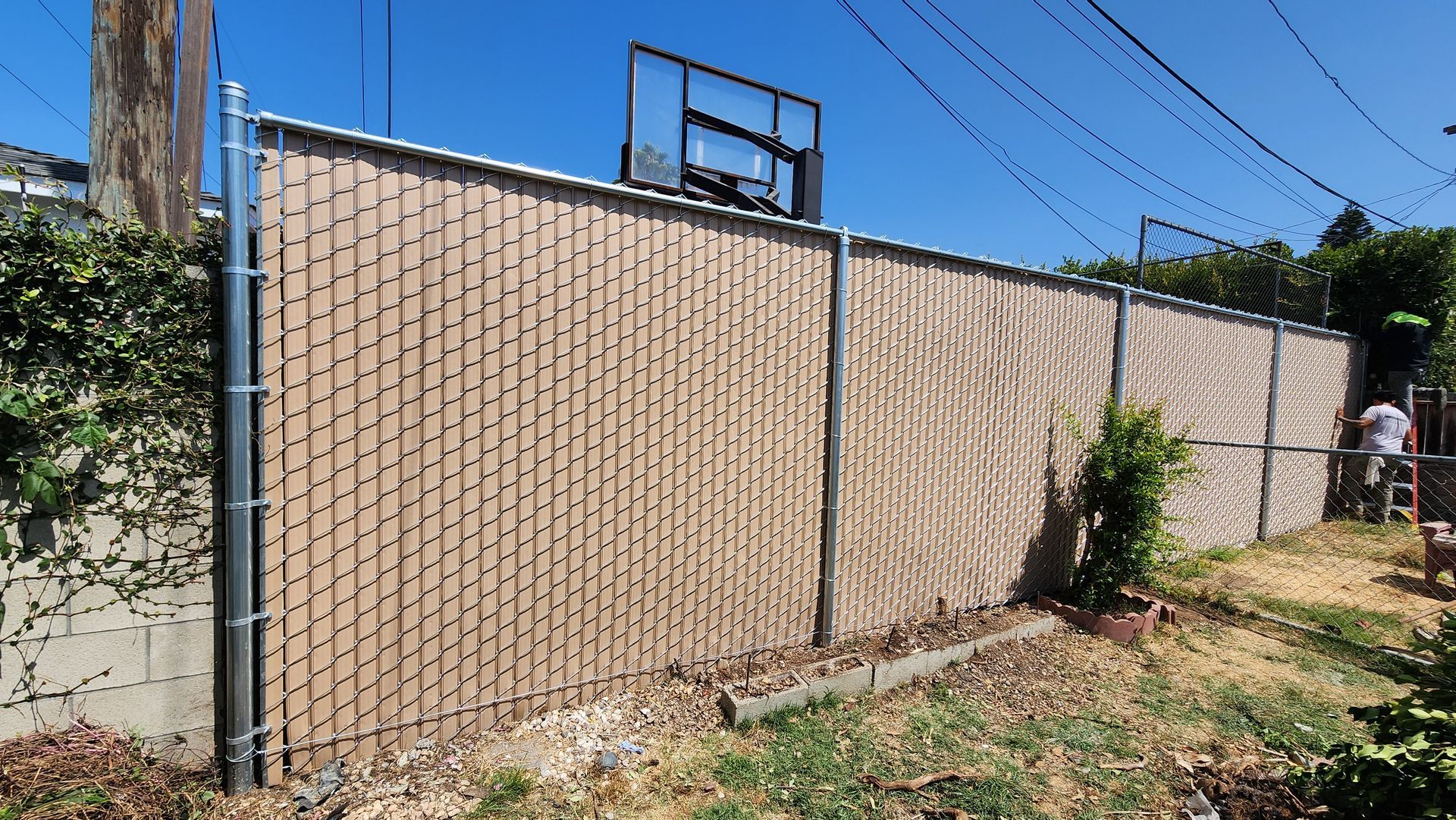 Privacy chain-link fencing installed for a Southern California client