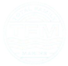 Faded circular maritime logo with &ldquo;E.M.&rdquo; and &ldquo;MARINE&rdquo; text in pale blue on white background