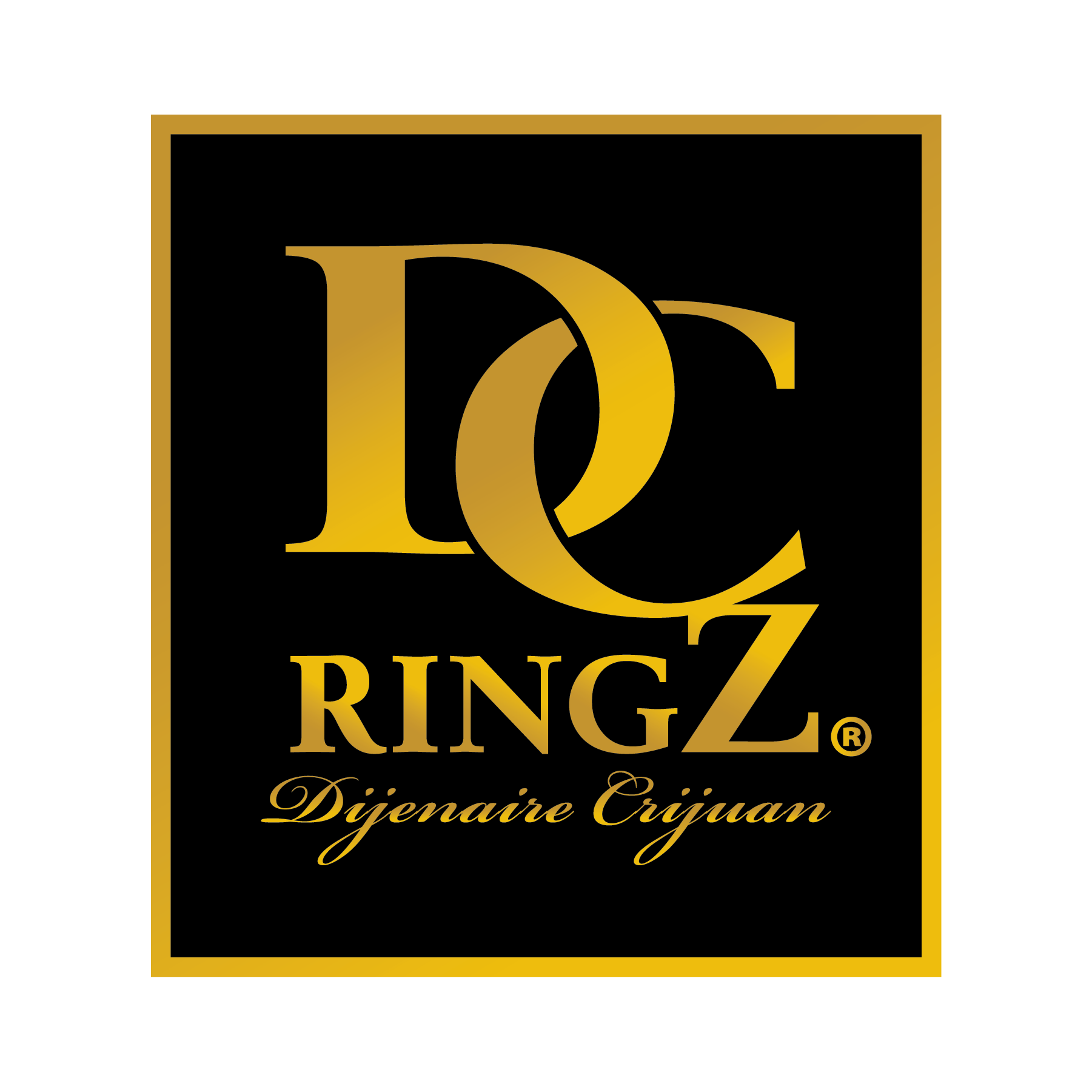 A black and gold logo for ringz dijonaire crijuan