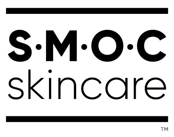 A black and white logo for smoc skincare.