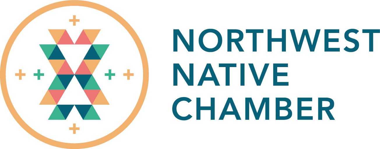 The logo for the northwest native chamber is a colorful logo with a native american design.