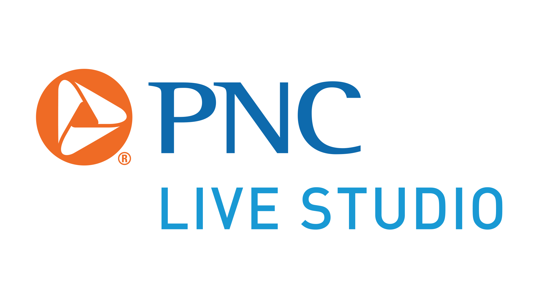 The pnc live studio logo is blue and orange on a white background.