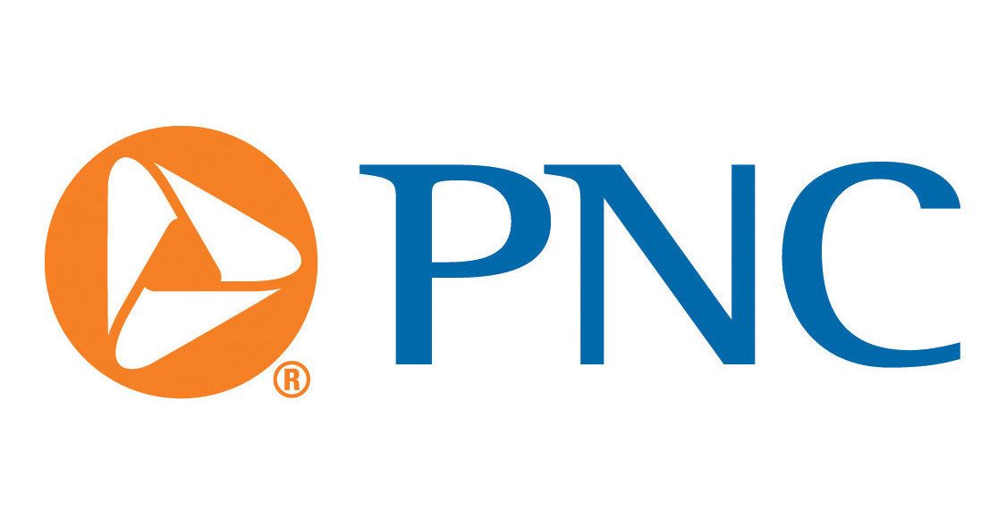 The pnc logo is blue and orange on a white background.