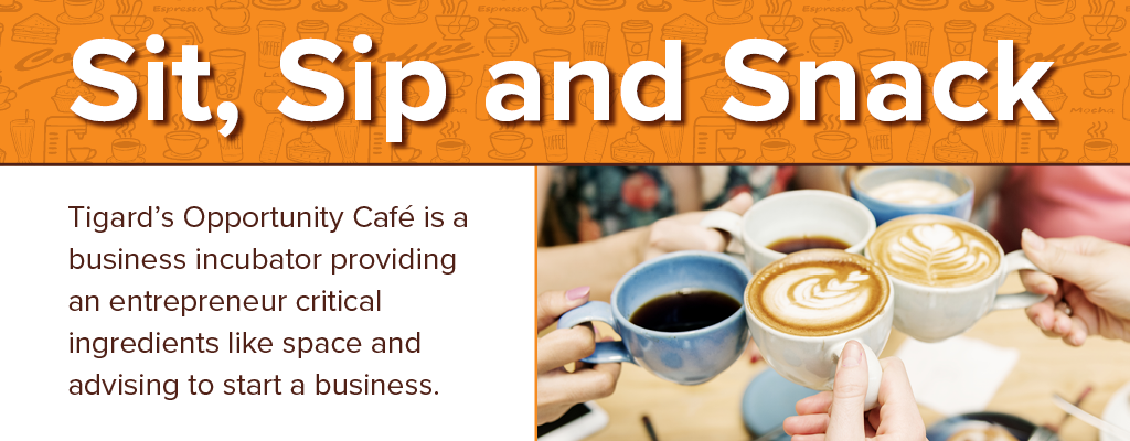 A group of people are sitting around a table drinking coffee.