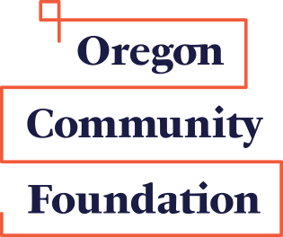 The logo for the oregon community foundation is blue and orange.