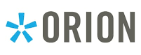 ORION logo with a blue starburst icon and gray uppercase text on a white background