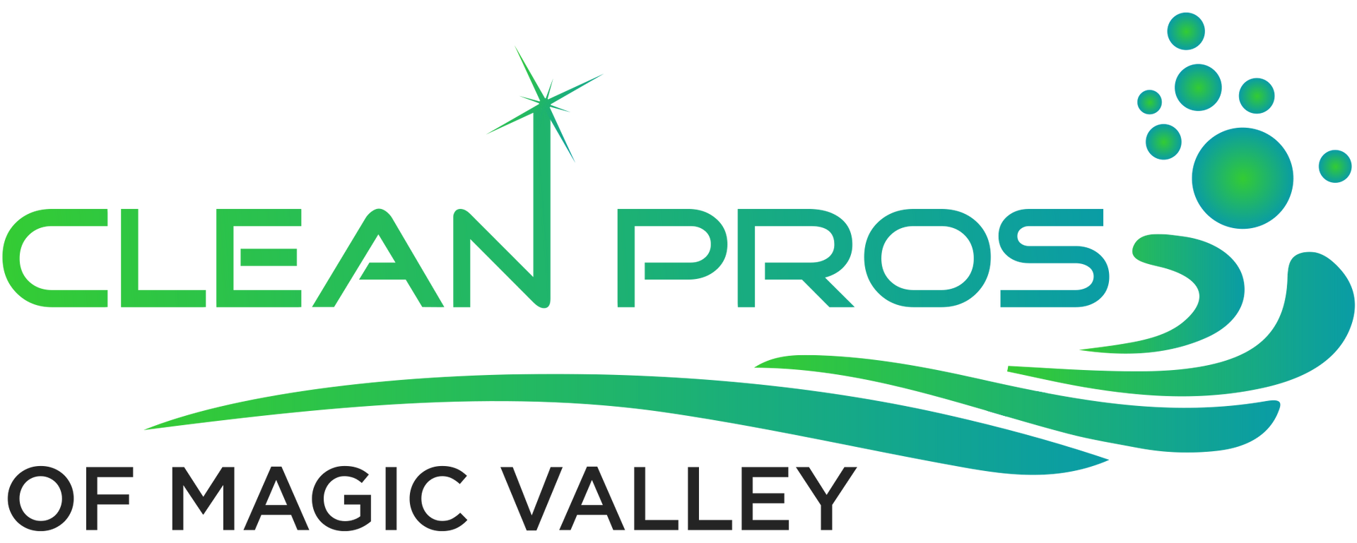 Clean Pros of Magic Valley logo with green text, swoosh, and stylized person icon