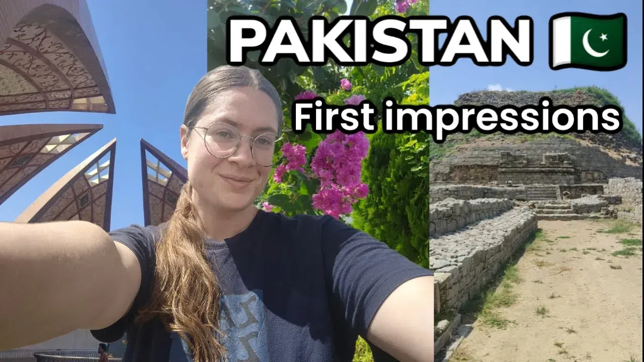 YouTube video about first impressions and culture shock of a European girl traveling to Islamabad, Pakistan, including a visit to Taxila, Pakistan monument and Faisal Mosque