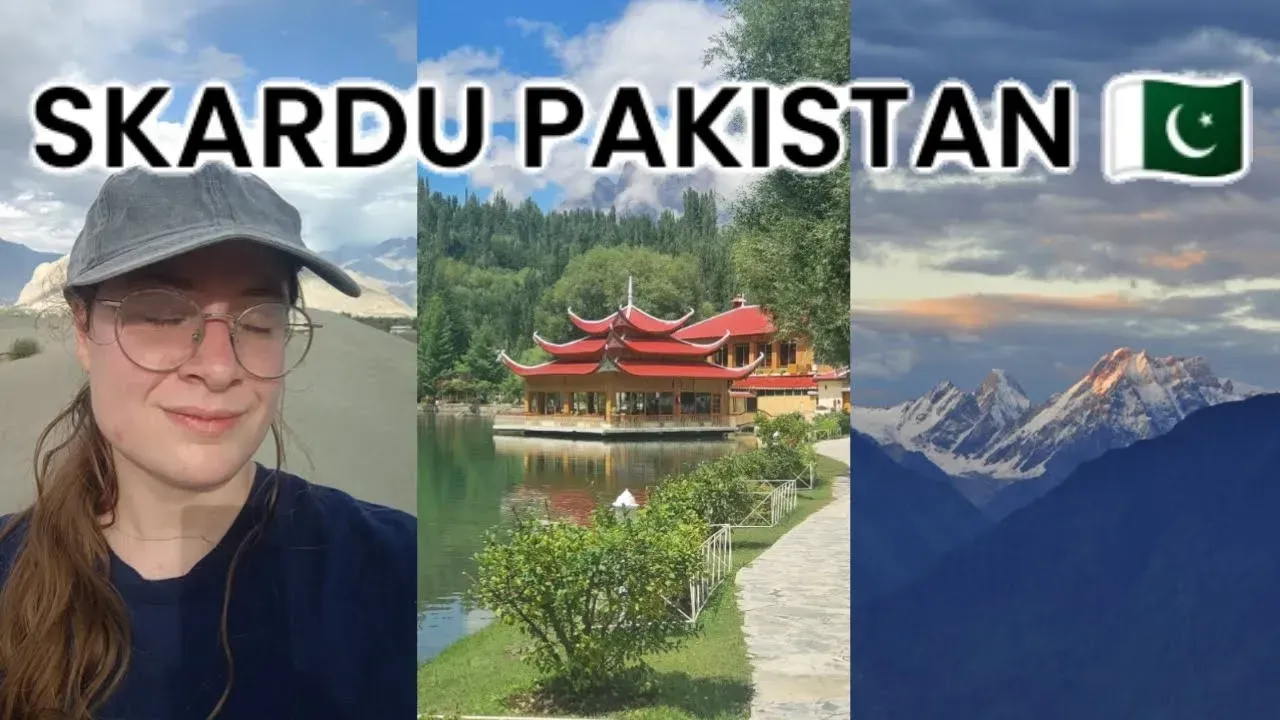 YouTube video about traveling to Skardu, Pakistan, including a visit to Upper Kachura Lake, Lower Kachura Lake (also known as Shangri La Lake), Katpana Cold Desert and a stay at Glamp Pakistan