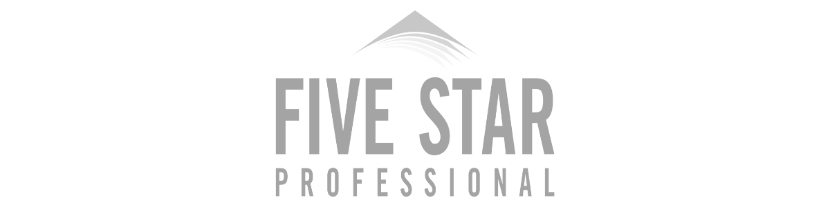A logo for five star professional with a mountain in the background.