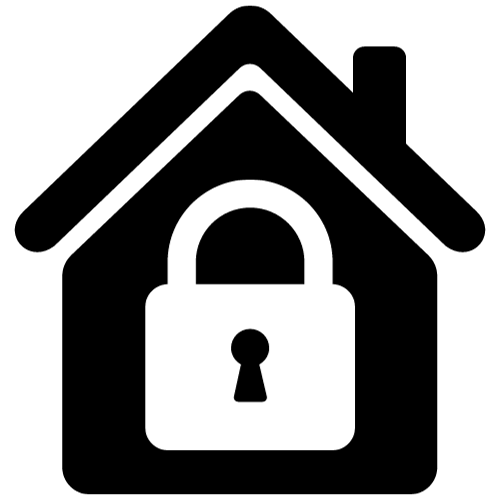 A house with a padlock on the door free icon