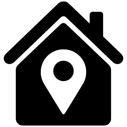 A house with a map pin in the middle of it.