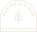Logo for Peninsula Eco Constructions, with text and a tree icon.