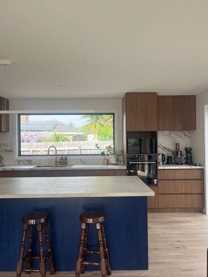 Walnut kitchen extension project completed by Peninsula Eco Constructions in the Mornington Peninsula, Bittern