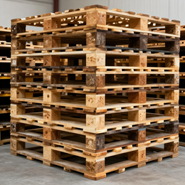 Tarimas de madera apiladas