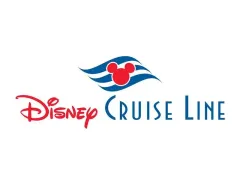 Disney Cruise Line logo with red Disney script and blue cruise line text topped by a red Mickey silhouette