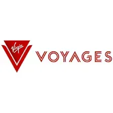 Virgin Voyages red logo with stylized V icon and wordmark on a white background