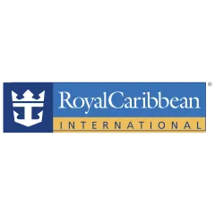 Royal Caribbean International logo with blue and gold ship emblem and text
