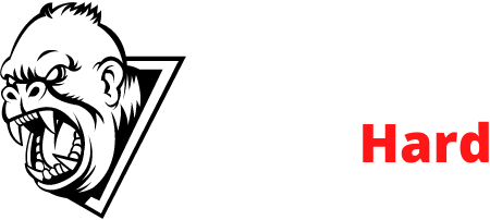A gorilla head in a triangle with the word Gorilla Hard