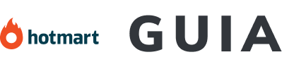 O logotipo do hotmart guia é mostrado em um fundo branco.