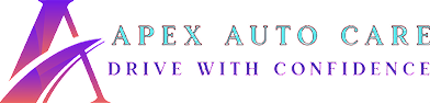 Apex Auto Care logo with stylized purple car and teal text, &ldquo;Drive with Confidence&rdquo; tagline | Apex Auto Care