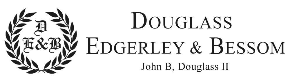 Logo for Douglass Edgerley & Bessom with laurel emblem and “John B. Douglass II” text