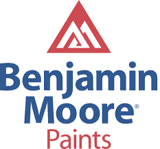 Logo for Benjamin Moore Paints: a red triangular icon above the words