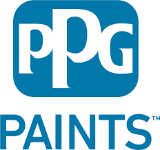 The PPG Paints logo featuring white