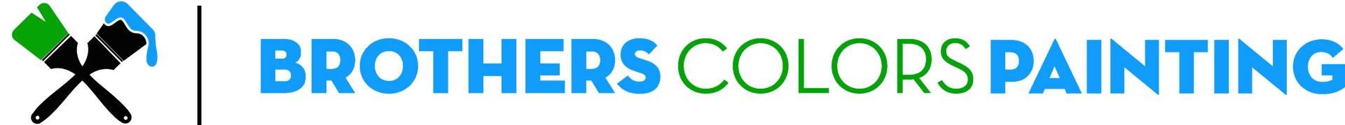 Logo for Brothers Colors Painting featuring a crossed green and blue paintbrush icon next to the company name.