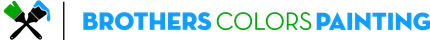 Logo for Brothers Colors Painting featuring a crossed green and blue paintbrush icon next to the company name.