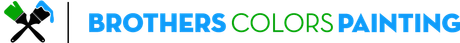 Logo for Brothers Colors Painting featuring a crossed green and blue paintbrush icon next to the company name.