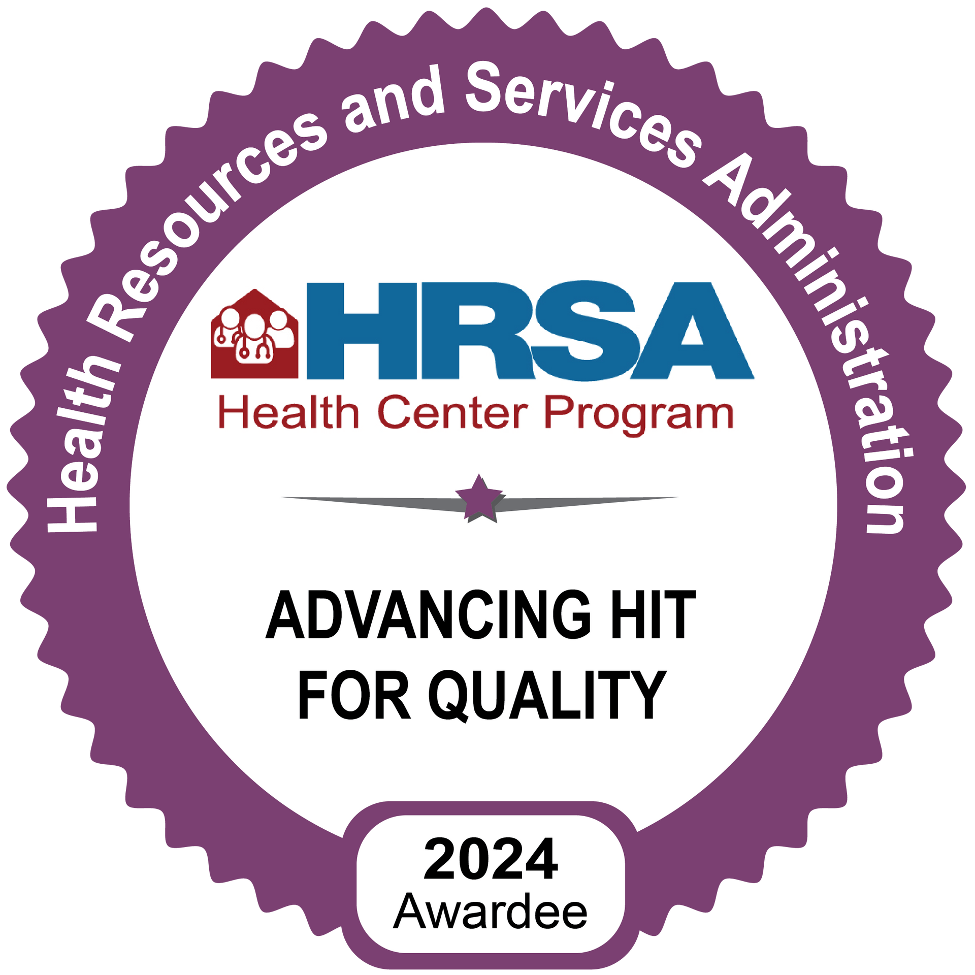 A logo for the health resources and services administration health center program