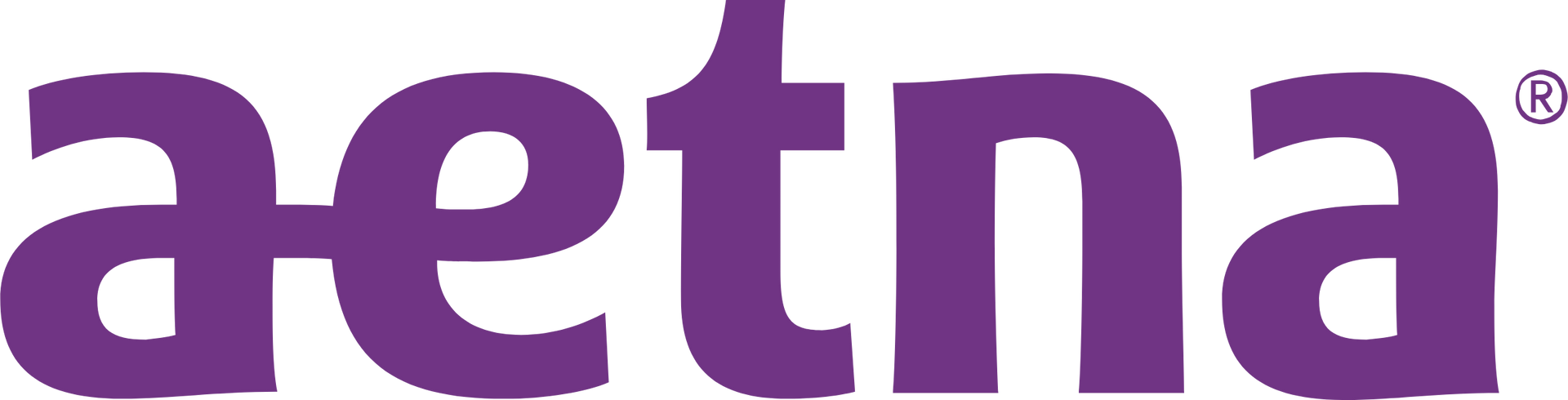 Purple Aetna logo on a white background