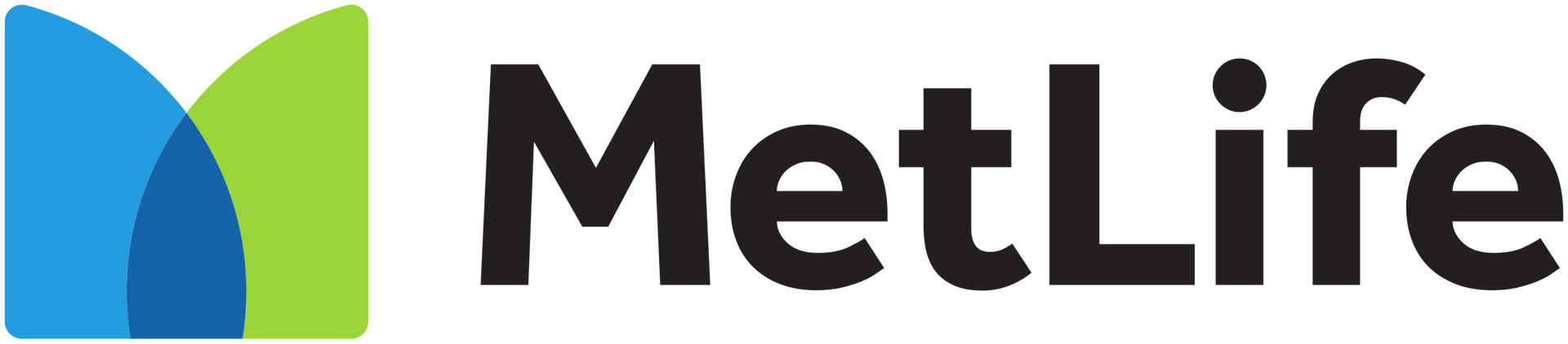 MetLife logo with blue and green stylized leaves beside black text