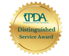 Gold PDA Pennsylvania Dental Association Distinguished Service Award seal
