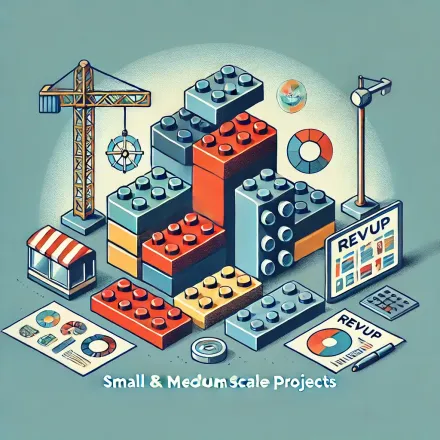 A pixel art illustration of a building made of lego blocks.