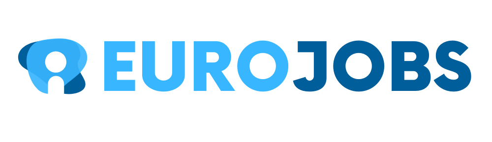 The logo for eurojobs is blue and white on a white background.