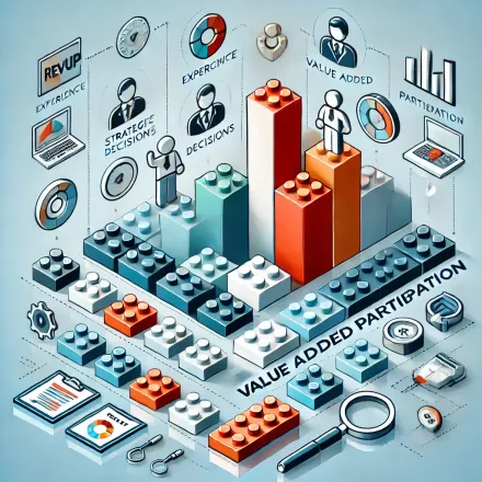 An isometric illustration of a value added participation process