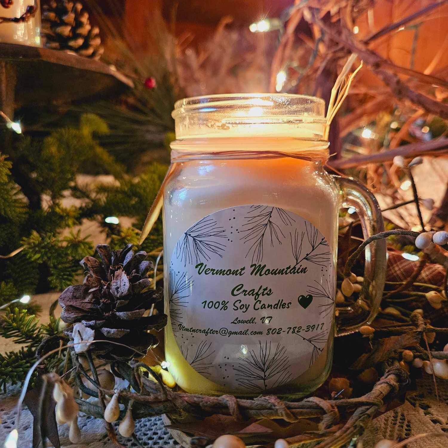 A limited-time Vermont Mountain Crafts candle