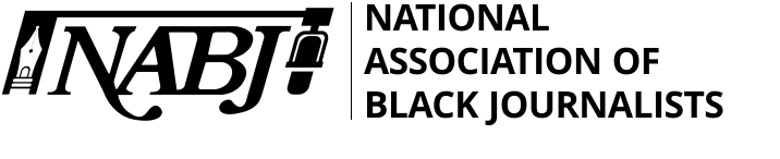 A black and white logo for the national association of black journalists.