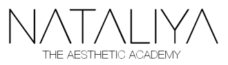 NATALIYA-Logo mit dem Slogan „The Aesthetic Academy“ in dünner schwarzer Schrift auf weißem Hintergrund