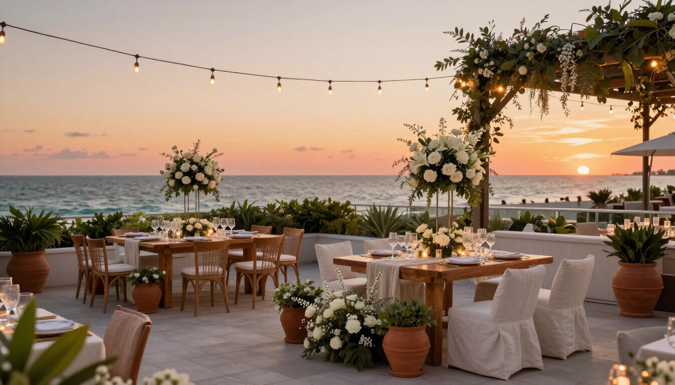 Rooftop wedding setup in Miami Beach