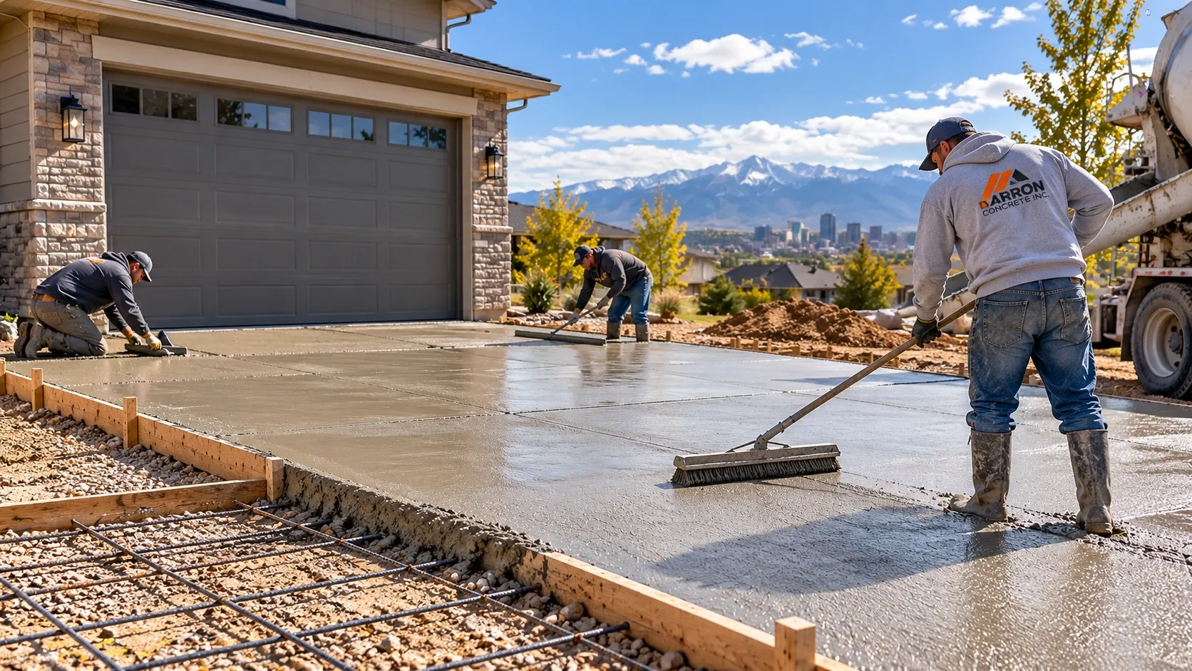 New concrete driveway installation at a residential property in Denver Colorado