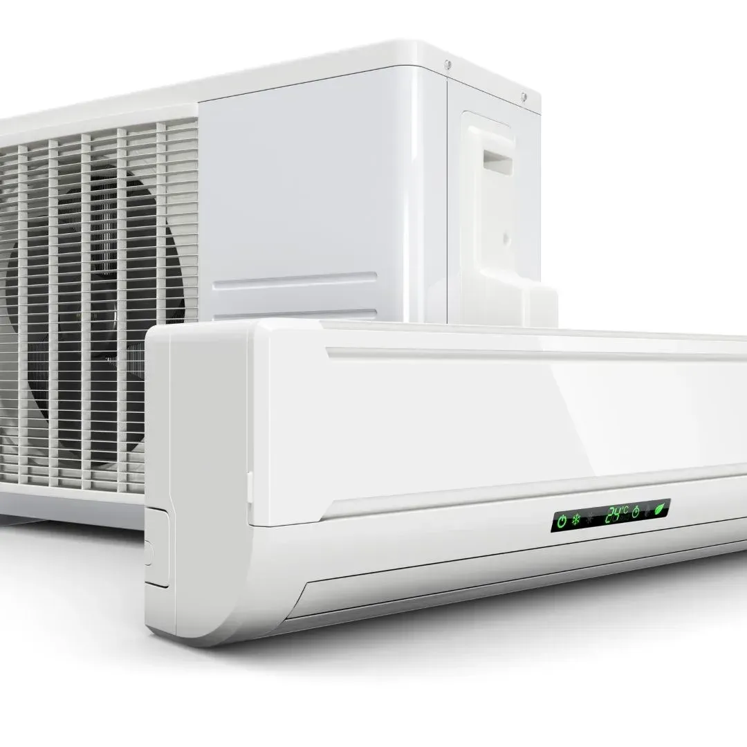Ductless mini-split system showing the indoor wall unit and outdoor compressor
