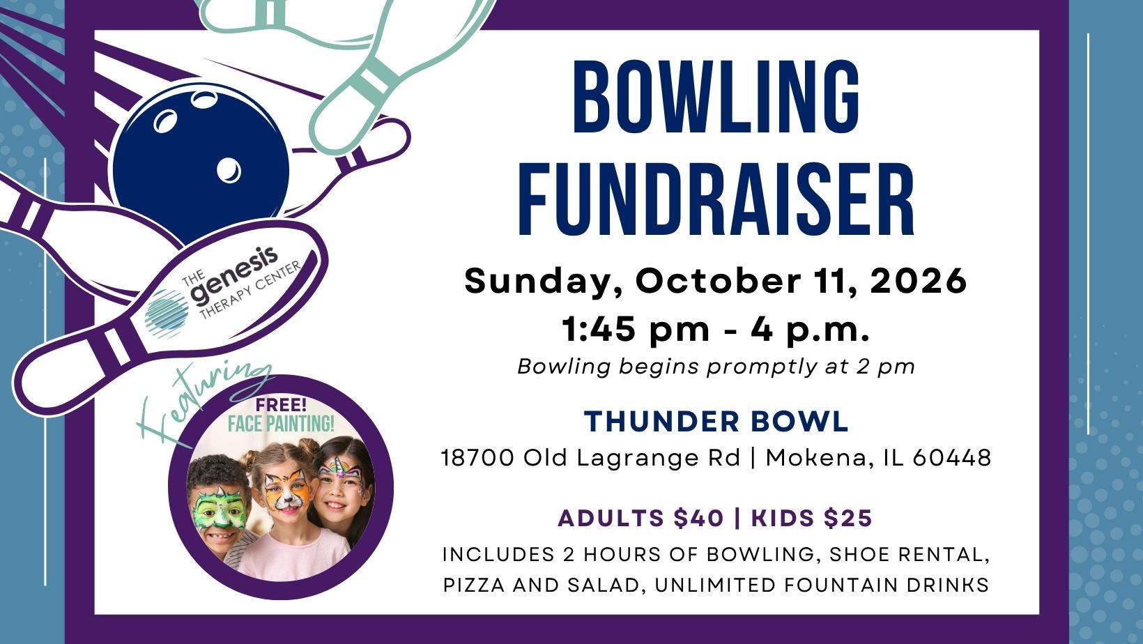 A bowling fundraiser is being held on sunday , september 28 , 2025.